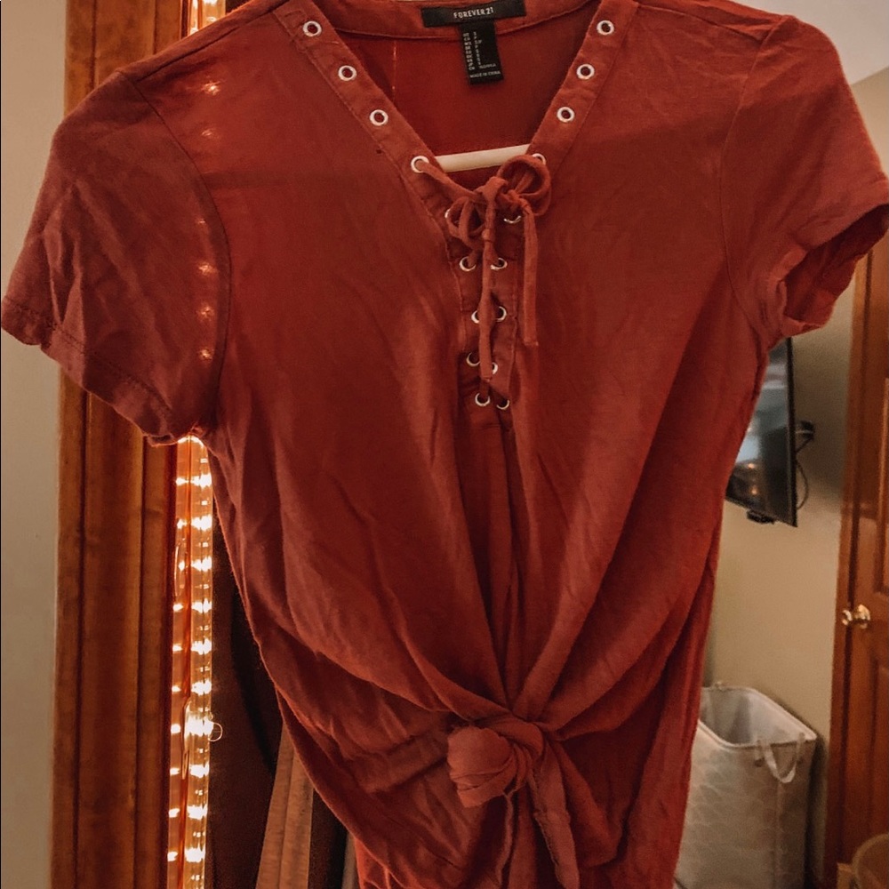 burgundy shirt